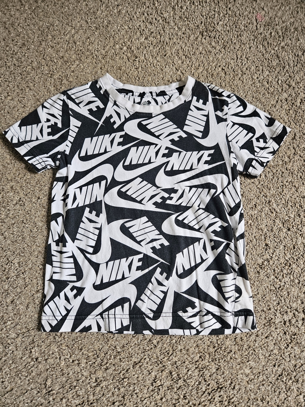 Nike Black & White All-Over Logo Kids Tee